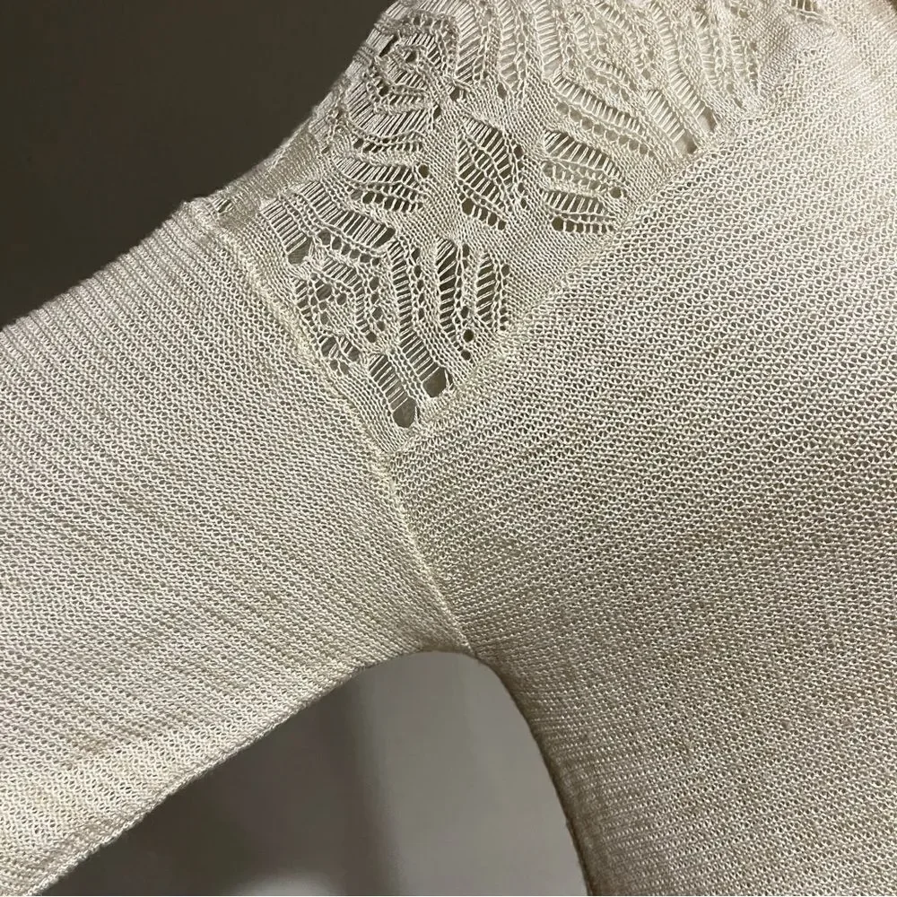 Knox Rose beige Open cardigan with long sleeve with lace details size‎ Medium